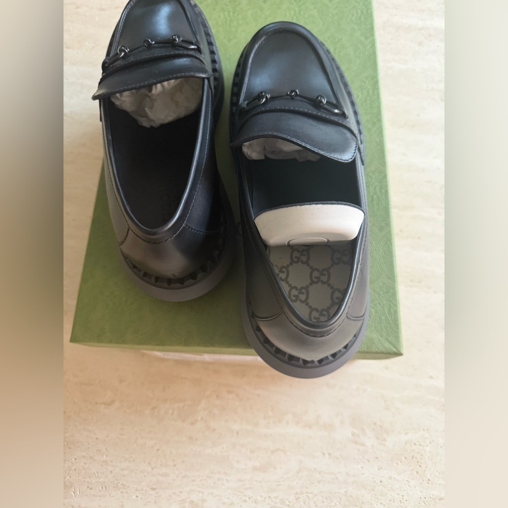 NWB GUCCI Gucci Horsebit Leather Loafers 'All Black' Designer Size/12 - Picture 12 of 16